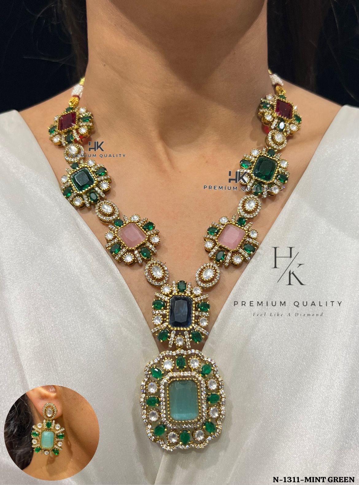 Multi-Color CZ Kundan Choker Necklace Set | Indian Bridal Jewelry with Earrings