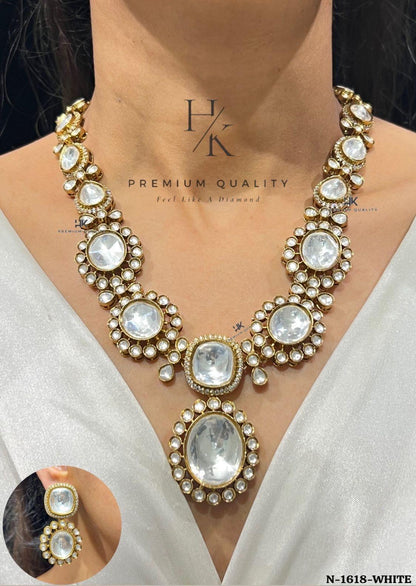 22ct Gold Plated Kundan Necklace Set | Indian Wedding Jewelry , Handamde jewellery