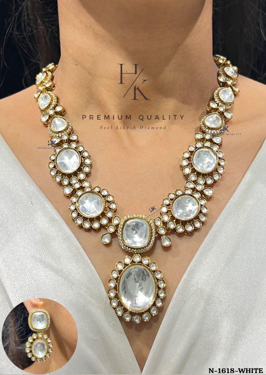 22ct Gold Plated Kundan Necklace Set | Indian Wedding Jewelry , Handamde jewellery