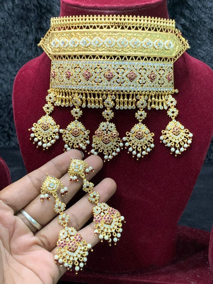 Kundan Jadau Choker Jewelry Set, Rajasthani Fusion, Ethnic Bridal Necklace