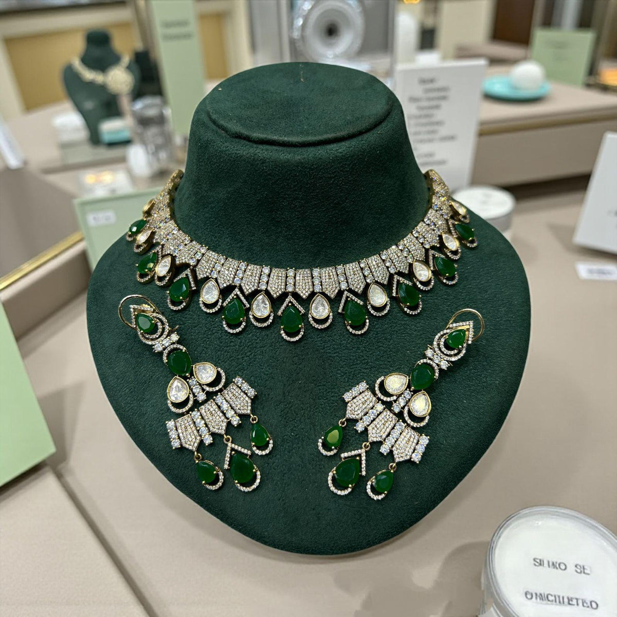 American Diamond Choker Necklace & Earrings Set | Party Jewelry