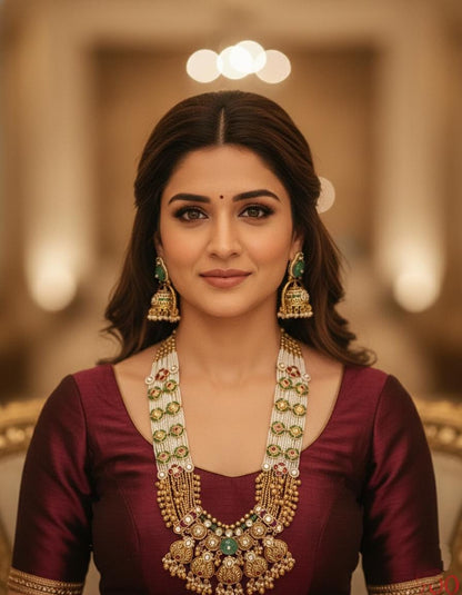Long Indian Bridal Necklace Set with Earrings | Traditional Wedding Jewelry