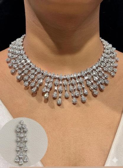 American Diamond CZ Choker Necklace Set | Indian Bridal Jewelry, Wedding Statement Piece