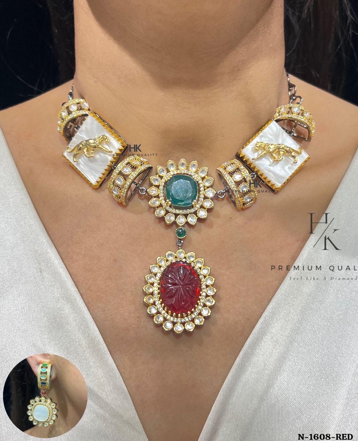 Sabyasachi-Inspired Multicolour Choker Necklace Set with Earrings | Indian Bridal Jewelry | Festive Statement Jewellery