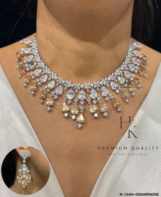 CZ Diamond Bridal Necklace Set |  Party Jewelry , Anniversary Gift