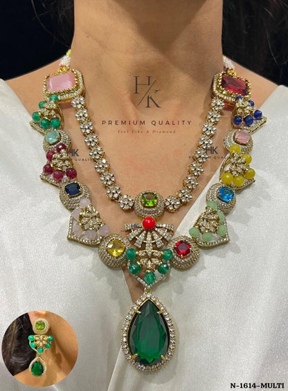 Multicolor Kundan Choker Necklace Set | CZ Indian Bridal Jewelry , wedding jewellery