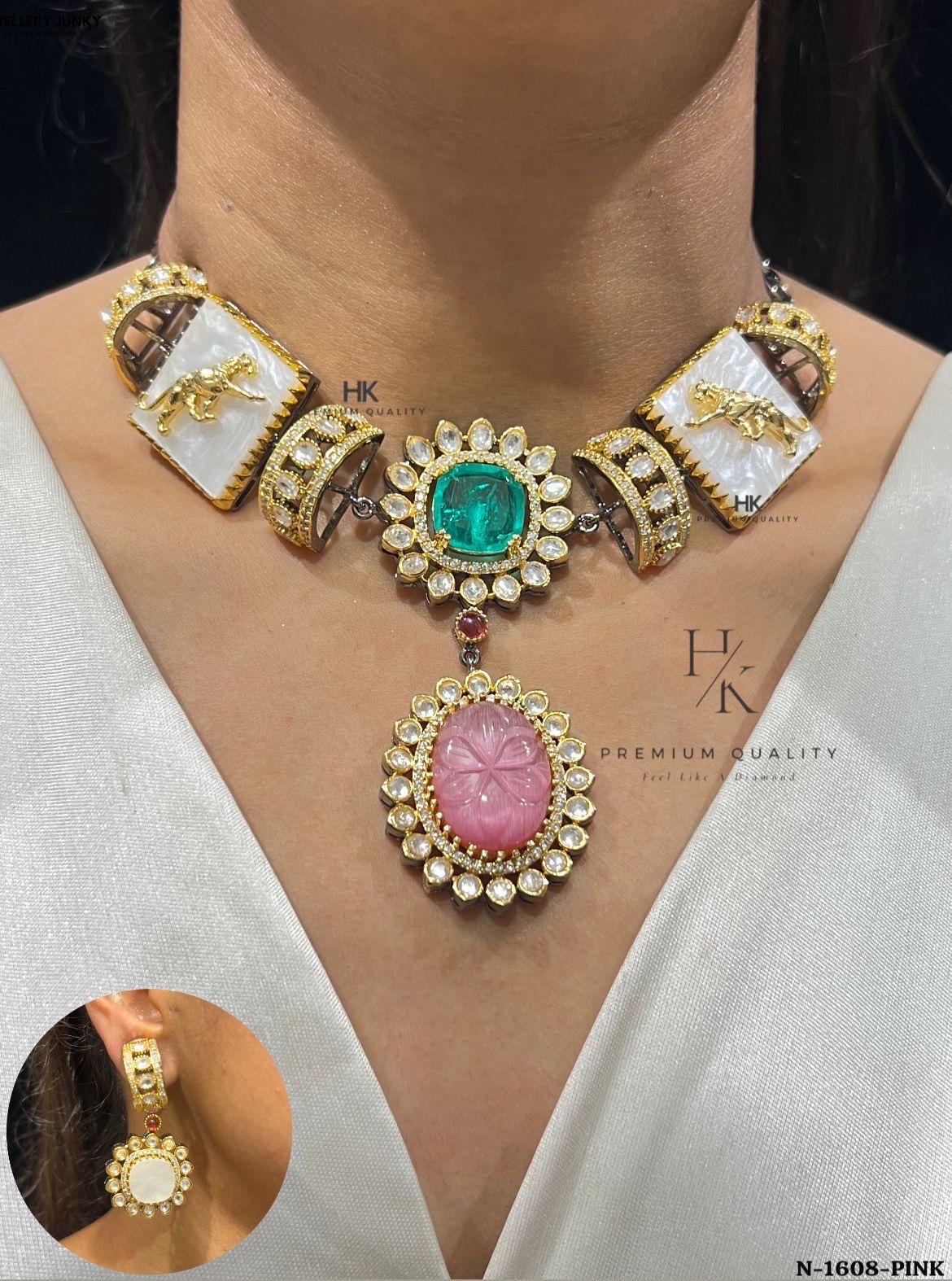 Sabyasachi-Inspired Multicolour Choker Necklace Set with Earrings | Indian Bridal Jewelry | Festive Statement Jewellery
