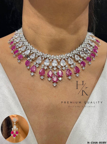 CZ Diamond Bridal Necklace Set |  Party Jewelry , Anniversary Gift