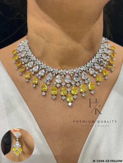 CZ Diamond Bridal Necklace Set |  Party Jewelry , Anniversary Gift