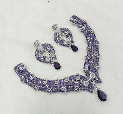 CZ Bridal Necklace Set | Indian Wedding Jewelry, Statement Earrings