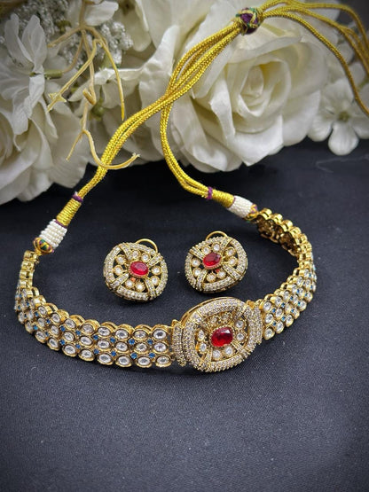 Kundan Choker Necklace Set | Gold Plated Indian Jewelry