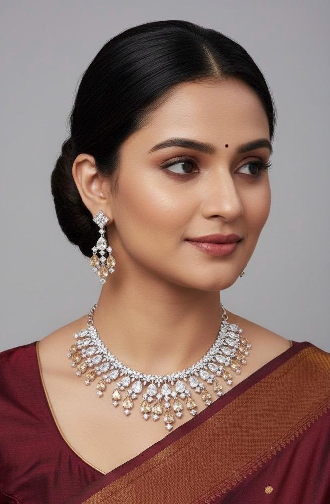 CZ Diamond Bridal Necklace Set |  Party Jewelry , Anniversary Gift