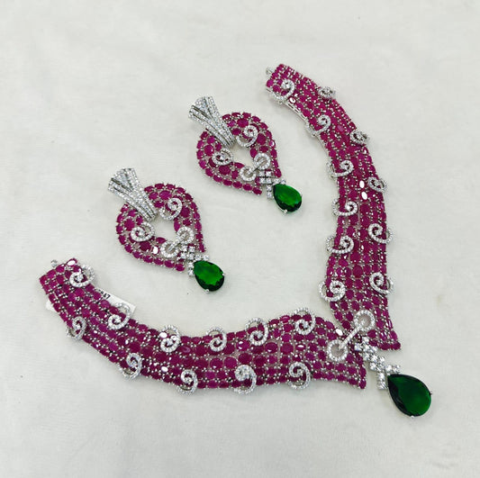 CZ Bridal Necklace Set | Indian Wedding Jewelry, Statement Earrings