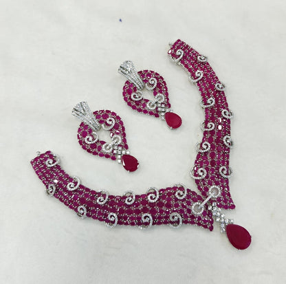 CZ Bridal Necklace Set | Indian Wedding Jewelry, Statement Earrings
