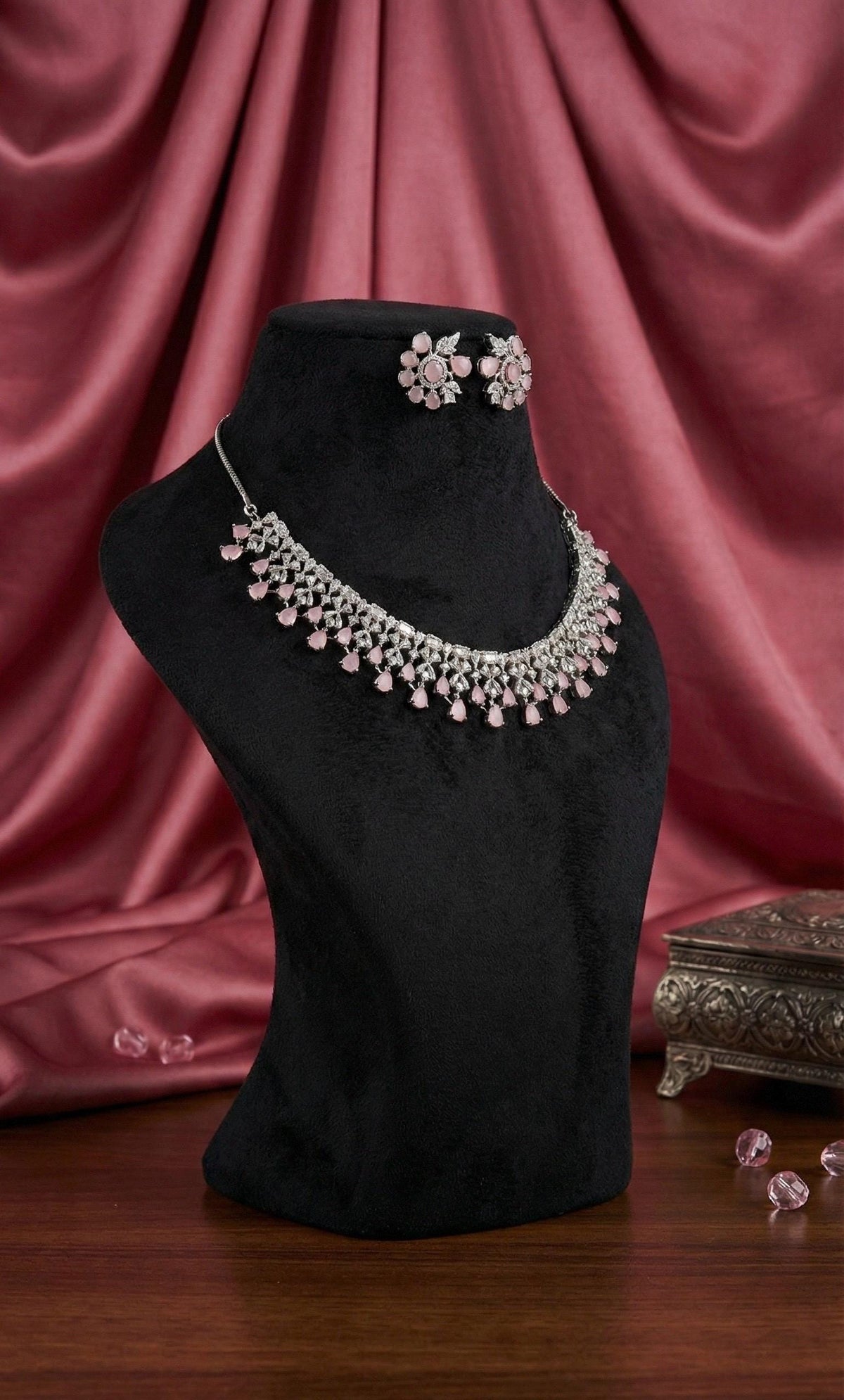CZ American Diamond Necklace & Earrings Set | Bridal Jewelry