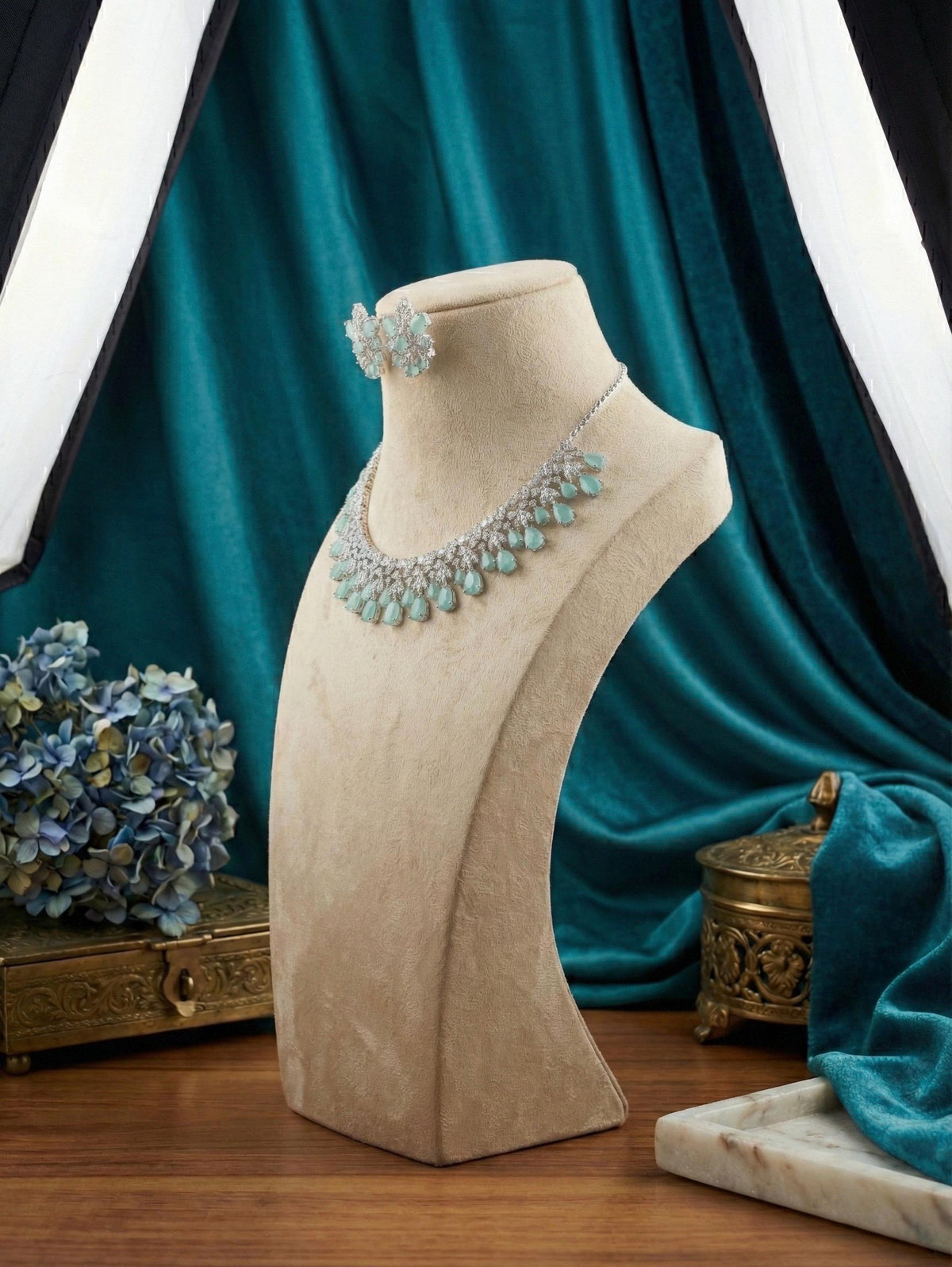 CZ American Diamond Necklace & Earrings Set | Bridal Jewelry