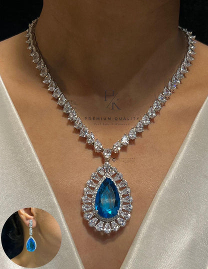 American Diamond pendant Set with Earrings | Indian  Jewelry | Festive & Party Wear Set