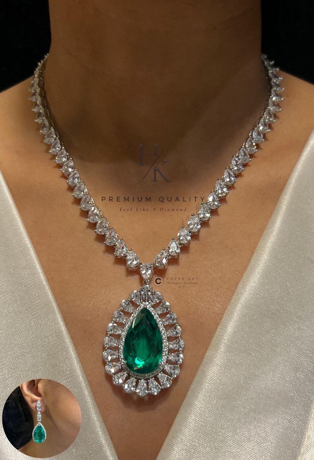 American Diamond pendant Set with Earrings | Indian  Jewelry | Festive & Party Wear Set