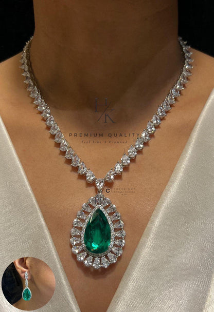 American Diamond pendant Set with Earrings | Indian  Jewelry | Festive & Party Wear Set