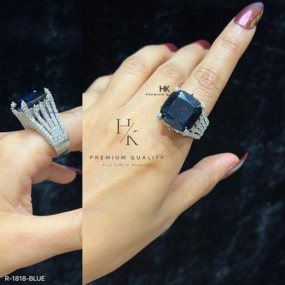 CZ Statement Ring | Multi-Row Stone-Studded Cocktail Ring (Indian Wedding Jewelry)