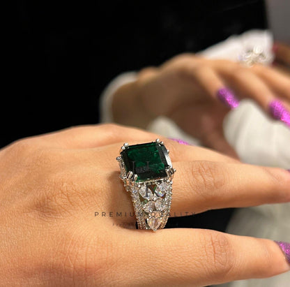 American Diamond CZ Statement Ring, Rectangular Center, Indian Bridal Cocktail Ring