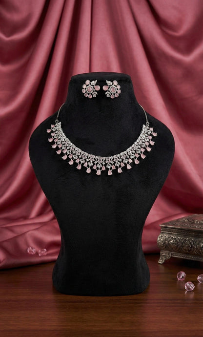 CZ American Diamond Necklace & Earrings Set | Bridal Jewelry