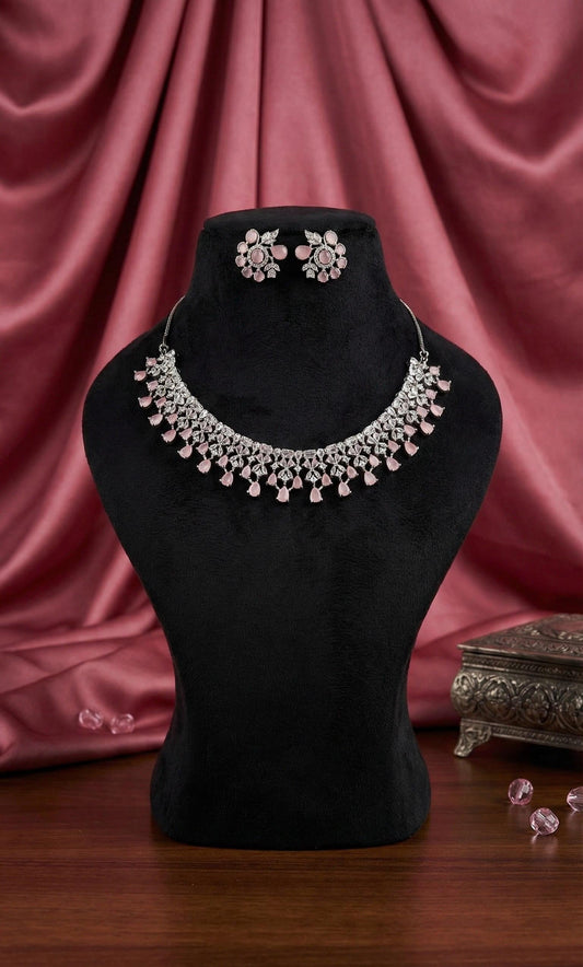 CZ American Diamond Necklace & Earrings Set | Bridal Jewelry