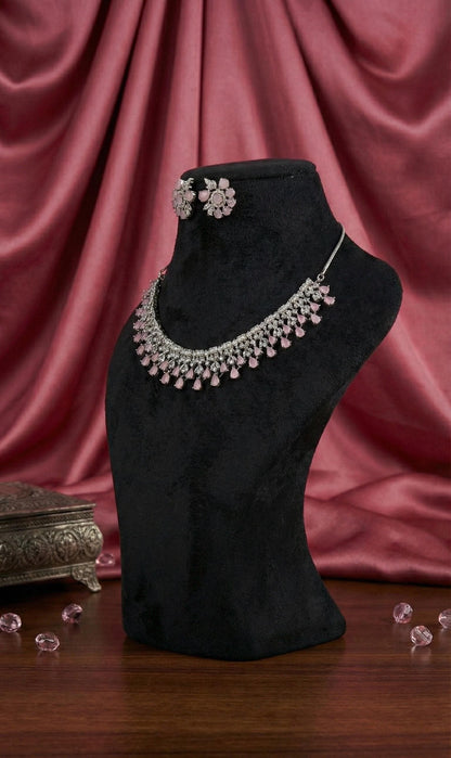 CZ American Diamond Necklace & Earrings Set | Bridal Jewelry