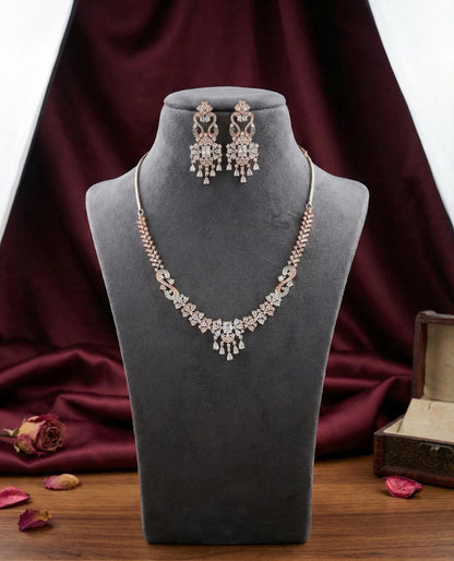 AD Stone Necklace & Earrings Set | Indian Replica Jewelry for Women | American Diamond Jewellery