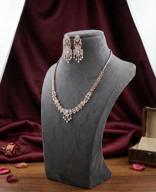 AD Stone Necklace & Earrings Set | Indian Replica Jewelry for Women | American Diamond Jewellery