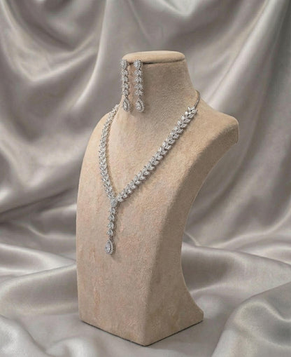 AD Stone Indian Jewelry Set, American Diamond Necklace & Earrings