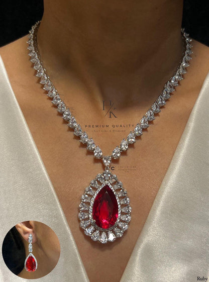 American Diamond pendant Set with Earrings | Indian  Jewelry | Festive & Party Wear Set