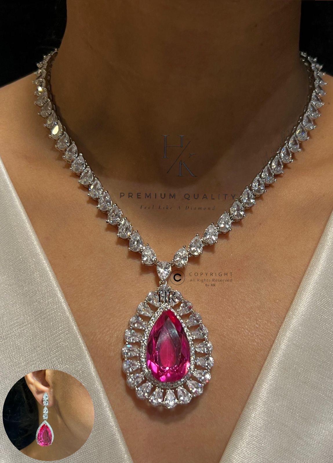 American Diamond pendant Set with Earrings | Indian  Jewelry | Festive & Party Wear Set