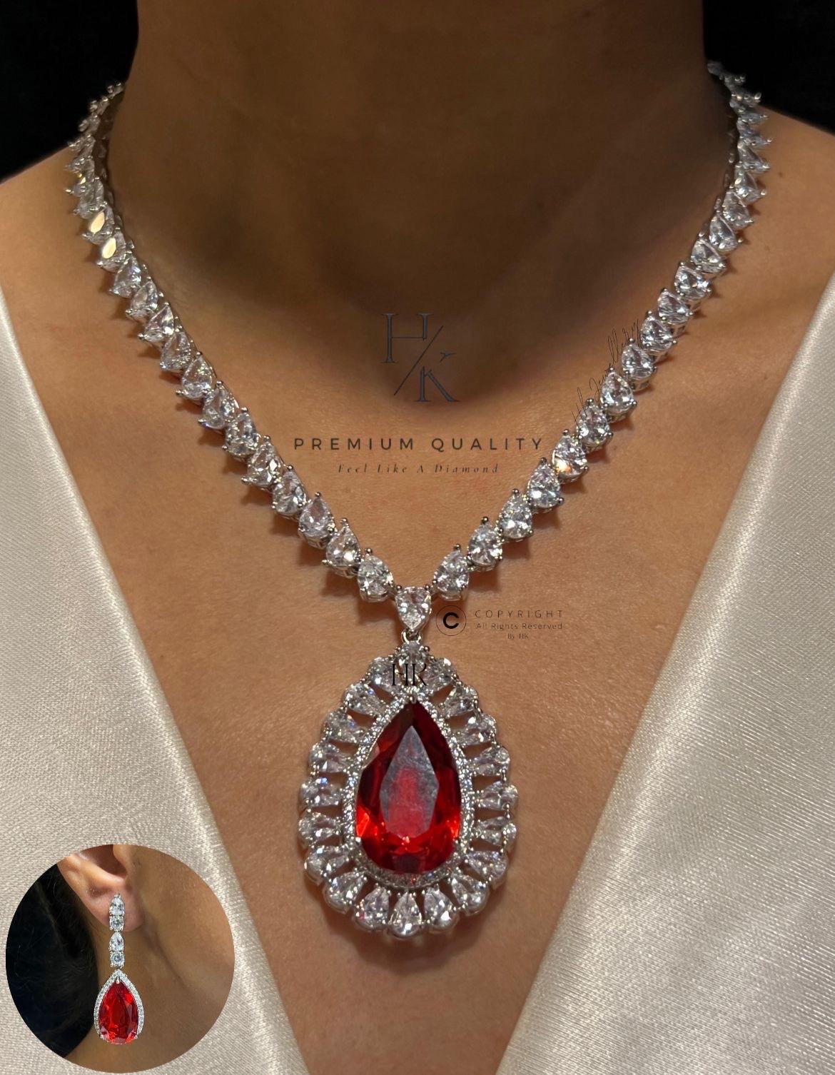 American Diamond pendant Set with Earrings | Indian  Jewelry | Festive & Party Wear Set