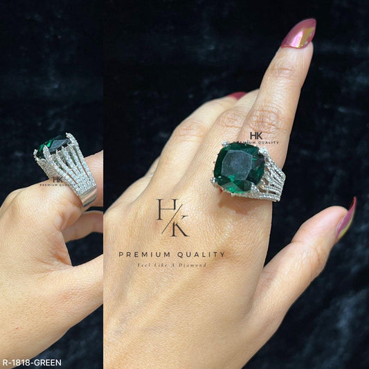 CZ Statement Ring | Multi-Row Stone-Studded Cocktail Ring (Indian Wedding Jewelry)
