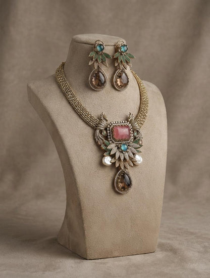 Peacock Kundan Necklace Set | Indian Bridal Jewelry