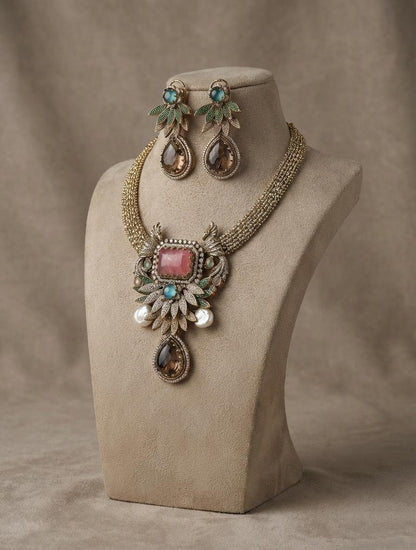 Peacock Kundan Necklace Set | Indian Bridal Jewelry