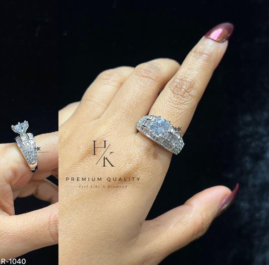 CZ Statement Ring | Multi-Row Cocktail Ring for Indian Weddings & Parties