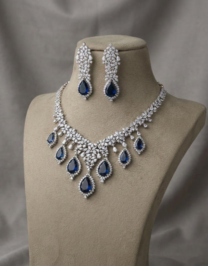 Crystal Teardrop Necklace Set – Red Stone Bridal Jewelry