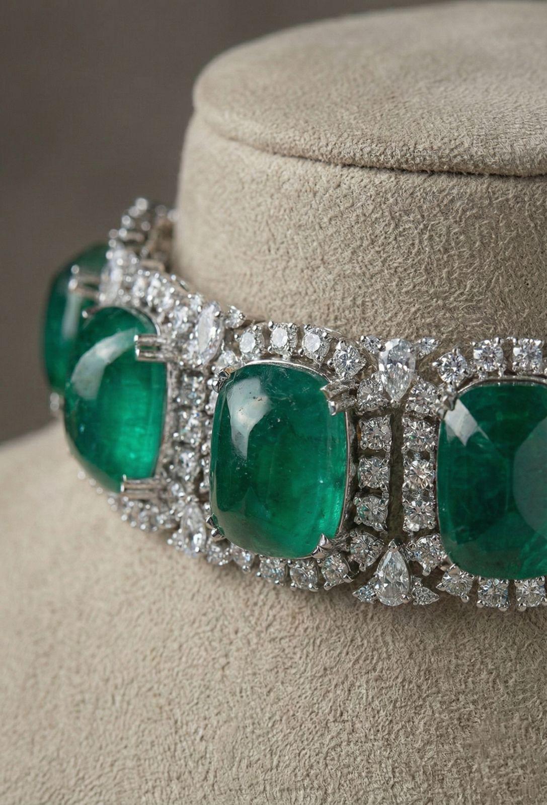 Emerald Green Statement Choker Necklace Set with Matching Earrings – Luxury Bridal & Party Jewelry
