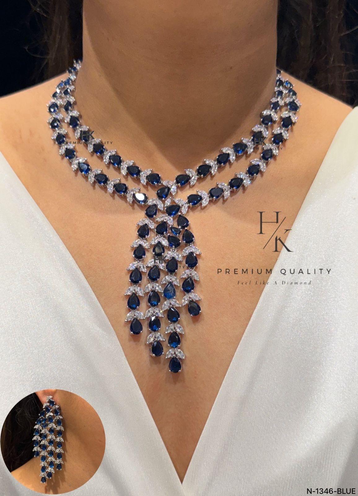American Diamond Statement Choker Necklace Set with Matching Earrings – Luxury Bridal & Party Jewelry