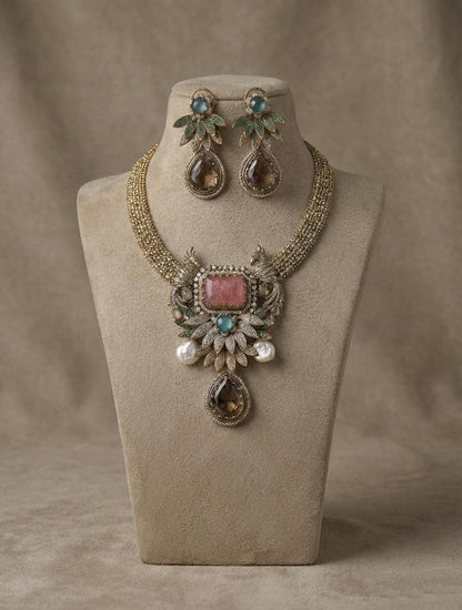 Peacock Kundan Necklace Set | Indian Bridal Jewelry