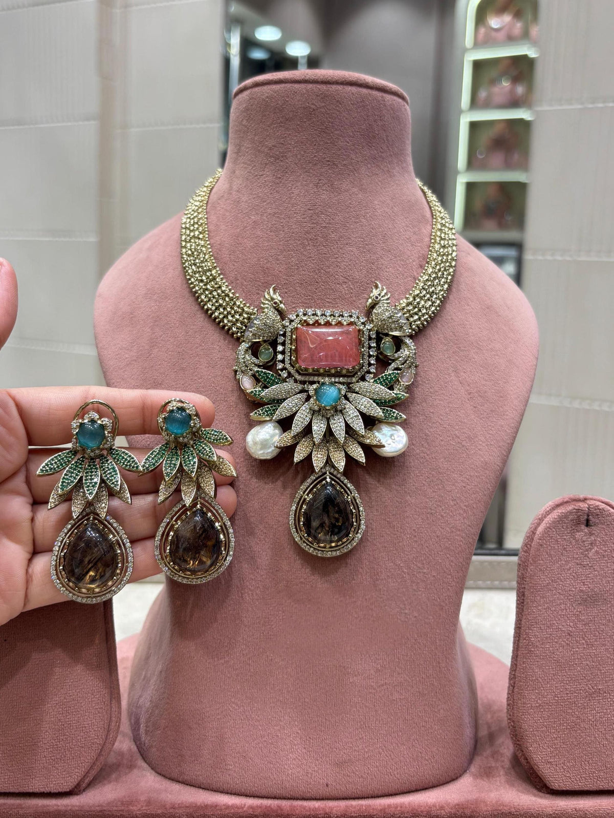 Peacock Kundan Necklace Set | Indian Bridal Jewelry