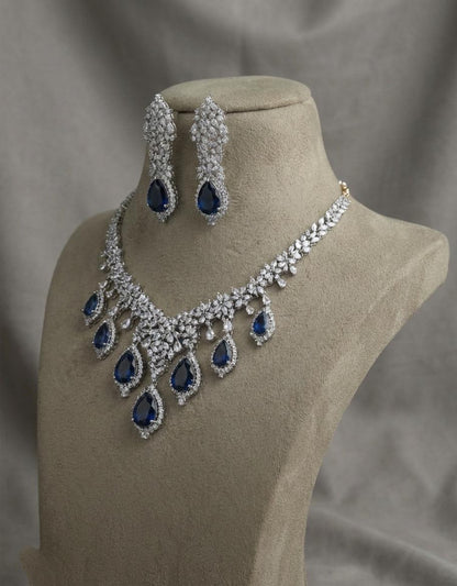 Crystal Teardrop Necklace Set – Red Stone Bridal Jewelry