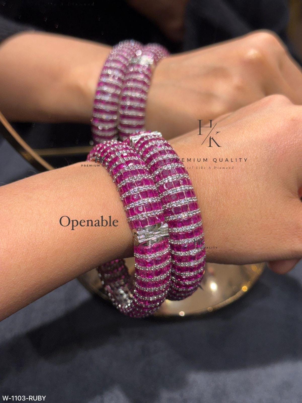 Crystal Openable Kada Bracelet, American Diamond Bangle, Bridal Statement Jewelry