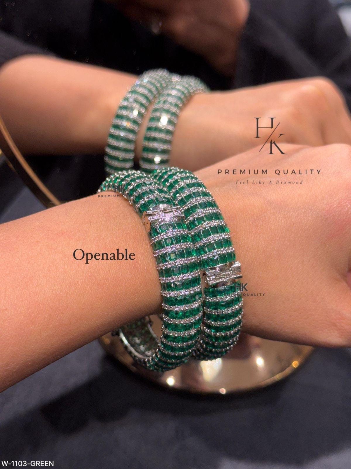 Crystal Openable Kada Bracelet, American Diamond Bangle, Bridal Statement Jewelry
