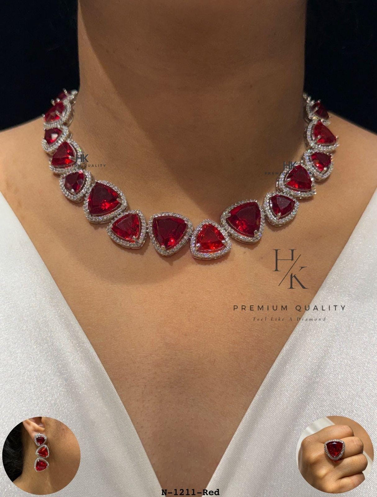 Blush Pink Crystal Choker Necklace Set, Heart Shape Bridal Jewelry, American Diamond Wedding Earrings