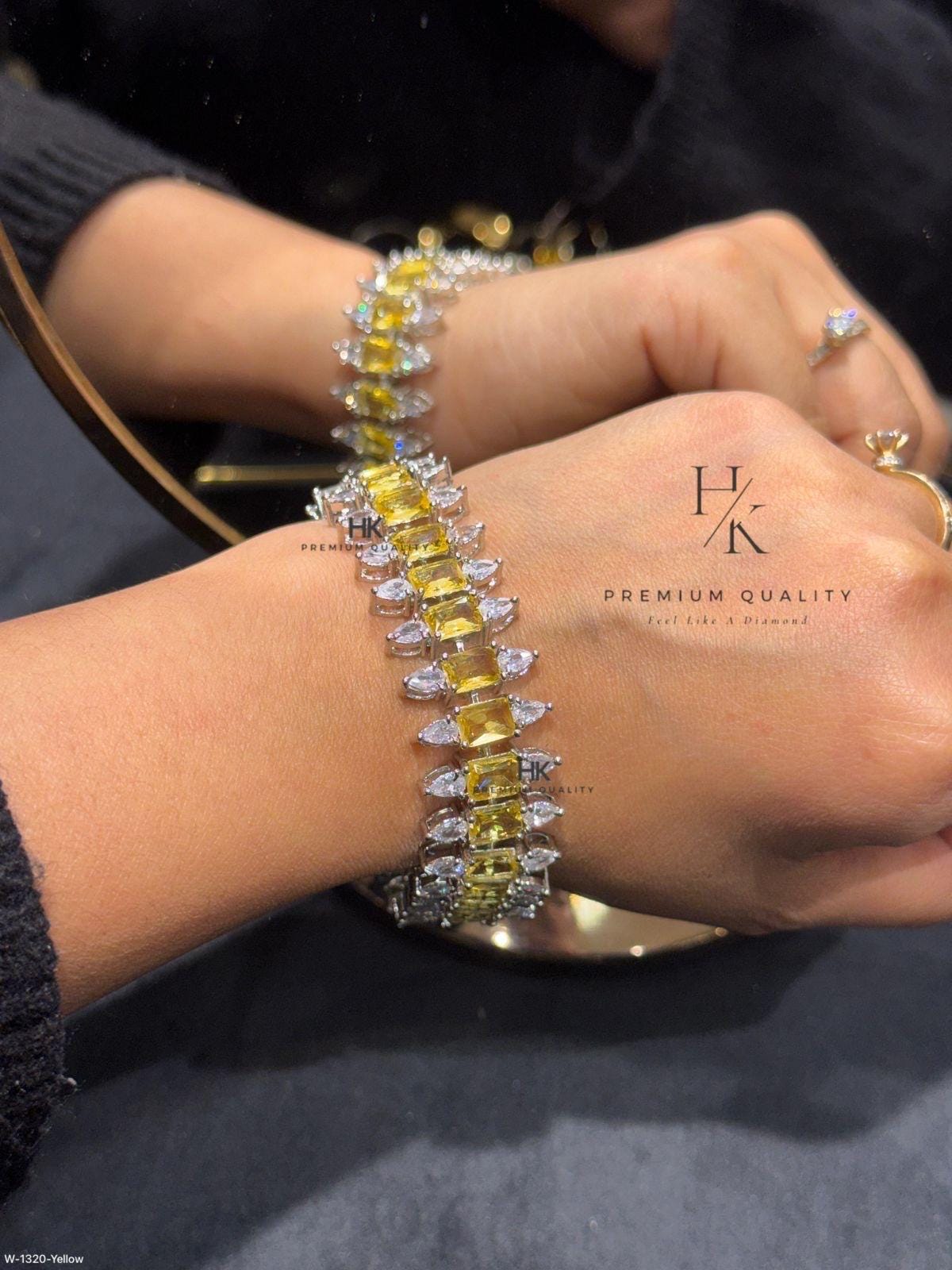 Champagne CZ Tennis Bracelet, Baguette Pear Cut Stones, Bridal Statement Jewelry