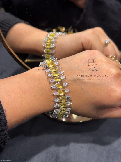Champagne CZ Tennis Bracelet, Baguette Pear Cut Stones, Bridal Statement Jewelry