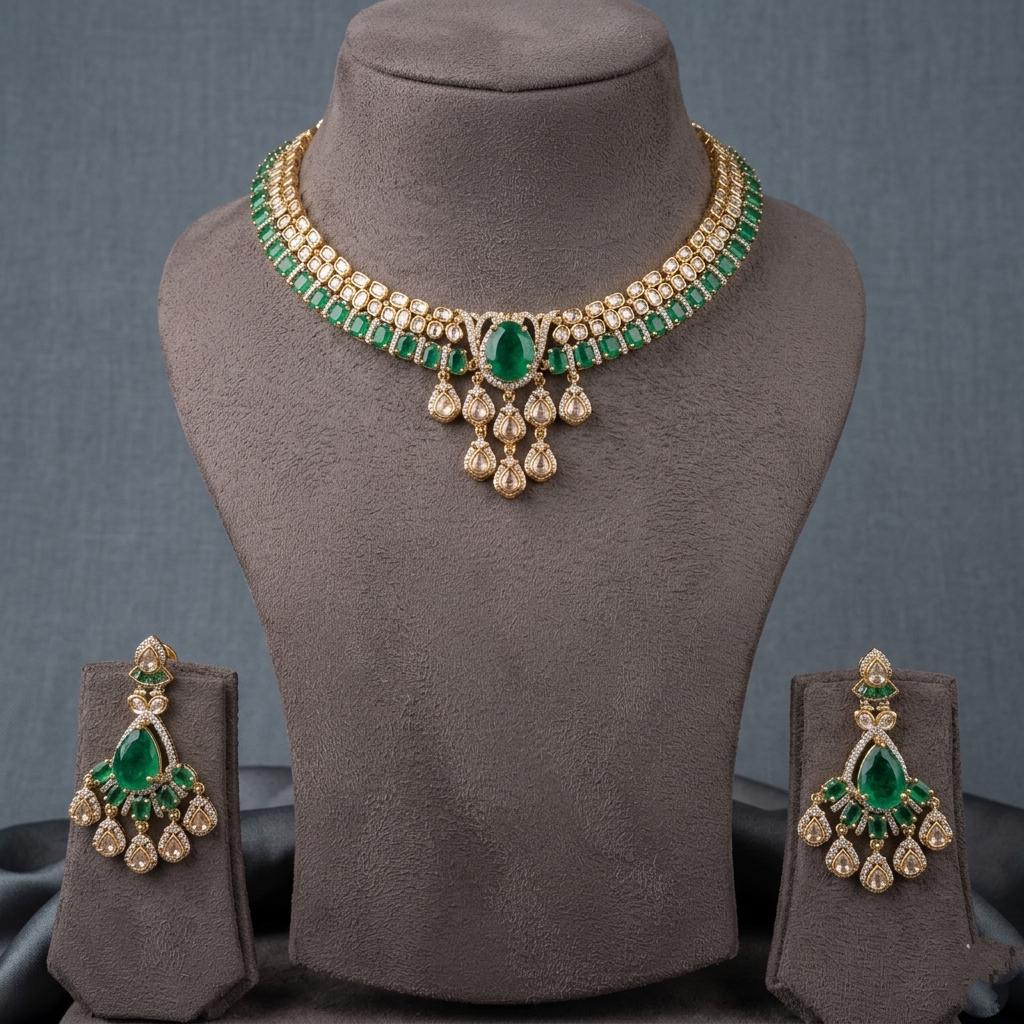 Indian Bridal Kundan Choker Necklace Set | Traditional Wedding Jewelry (Necklace + Earrings)